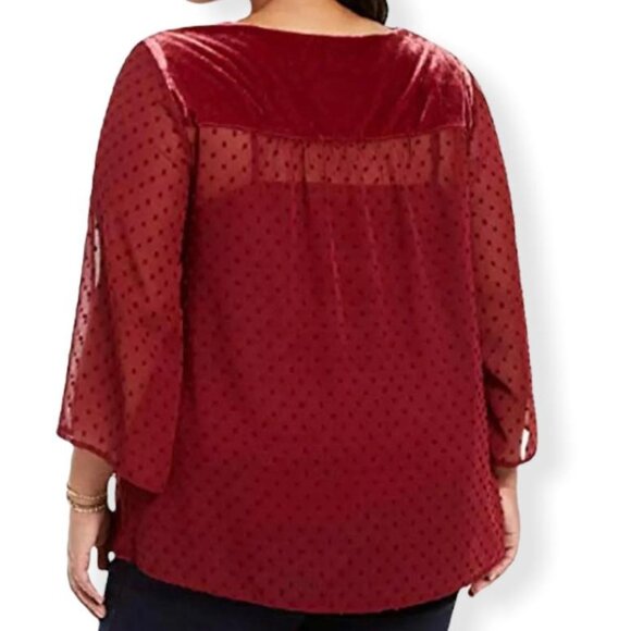 Style & Co V-Neck Swiss Dot Top Plus Size Women's Blouses Red Size 2X - Picture 2 of 13